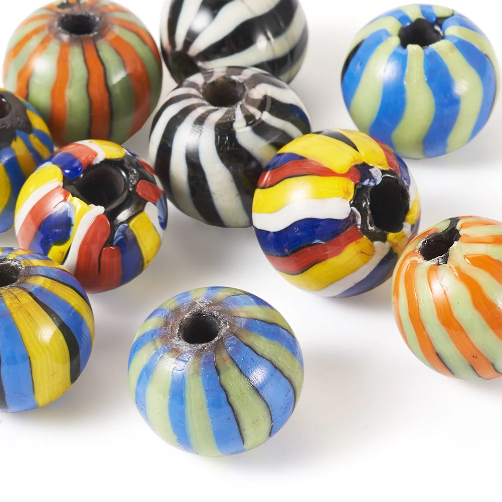 10Pcs Round Lampwork Bead Millefiori Handmade Glass Nepalese Loose Bead for DIY Bracelets Earrings Necklace Jewelry Making