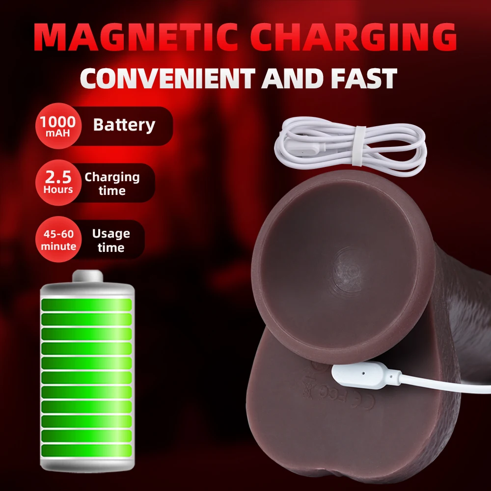 سوبر طويلة واقعية دسار الأسود هزاز القضيب تلسكوبي سوينغ التدفئة سيليكون دسار التحكم عن بعد دسار هزاز للنساء #6