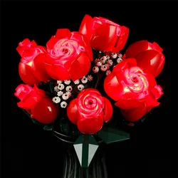 (Only LED Light No Bricks) 10328 40460 Rose Flowers Bouquet Building Blocks Bricks Kits Sets Not Include Model