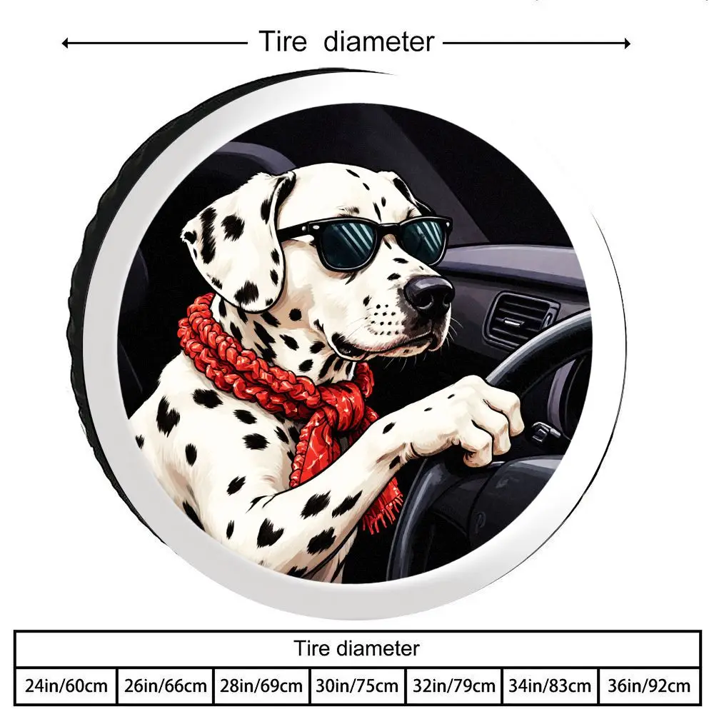 Dalmatian Dog Print Tire Cover - Heavy-Duty Fit Spare Tire With Dalmatian Puppy & Dalmatian Patterns, Fits SUVs//RVs, Stylish Ca