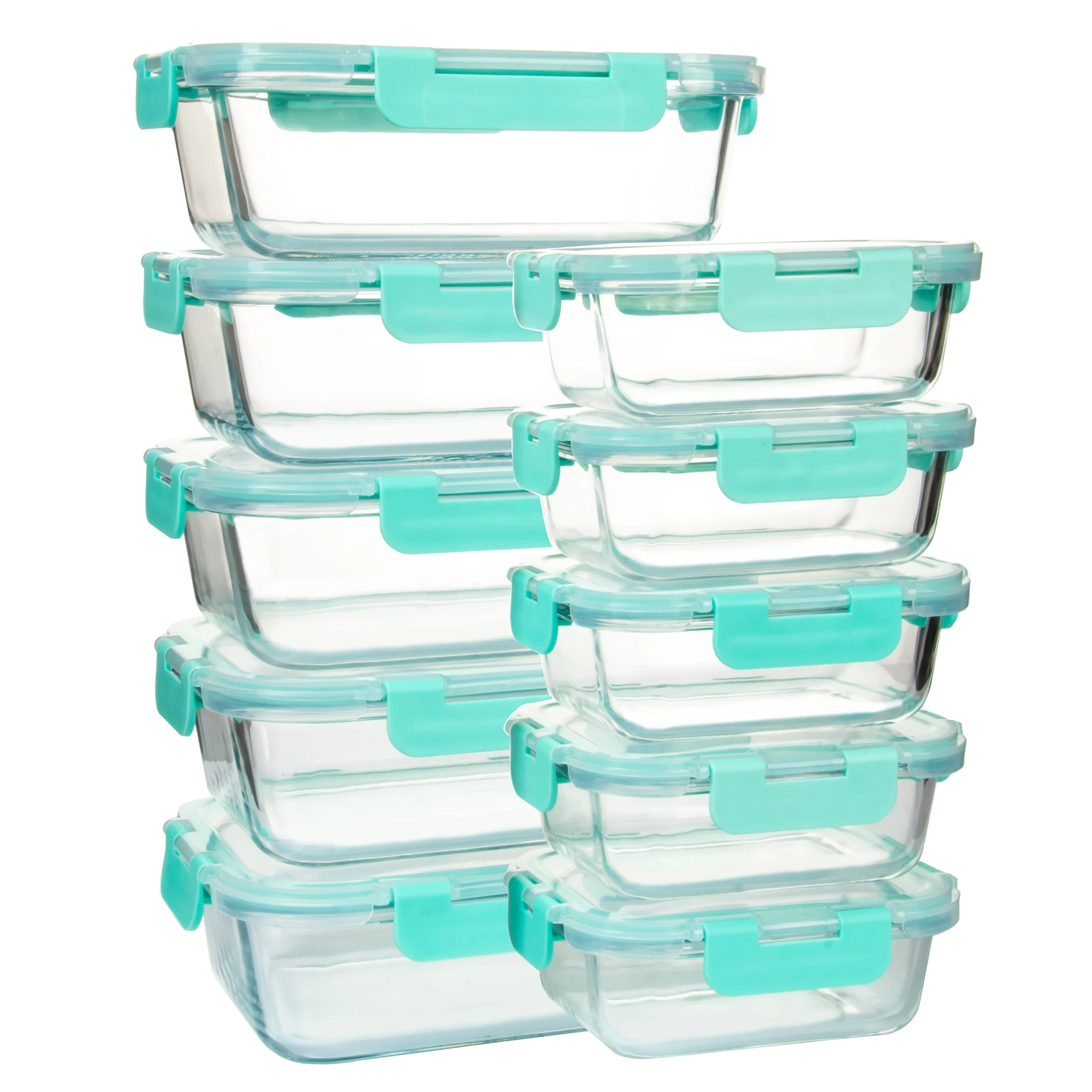 Glass Meal Prep Containers 10-Pack, Glass Food Storage Containers with Lids, Air-Tight, Leak-Resistant, Freezer to Microwave Saf