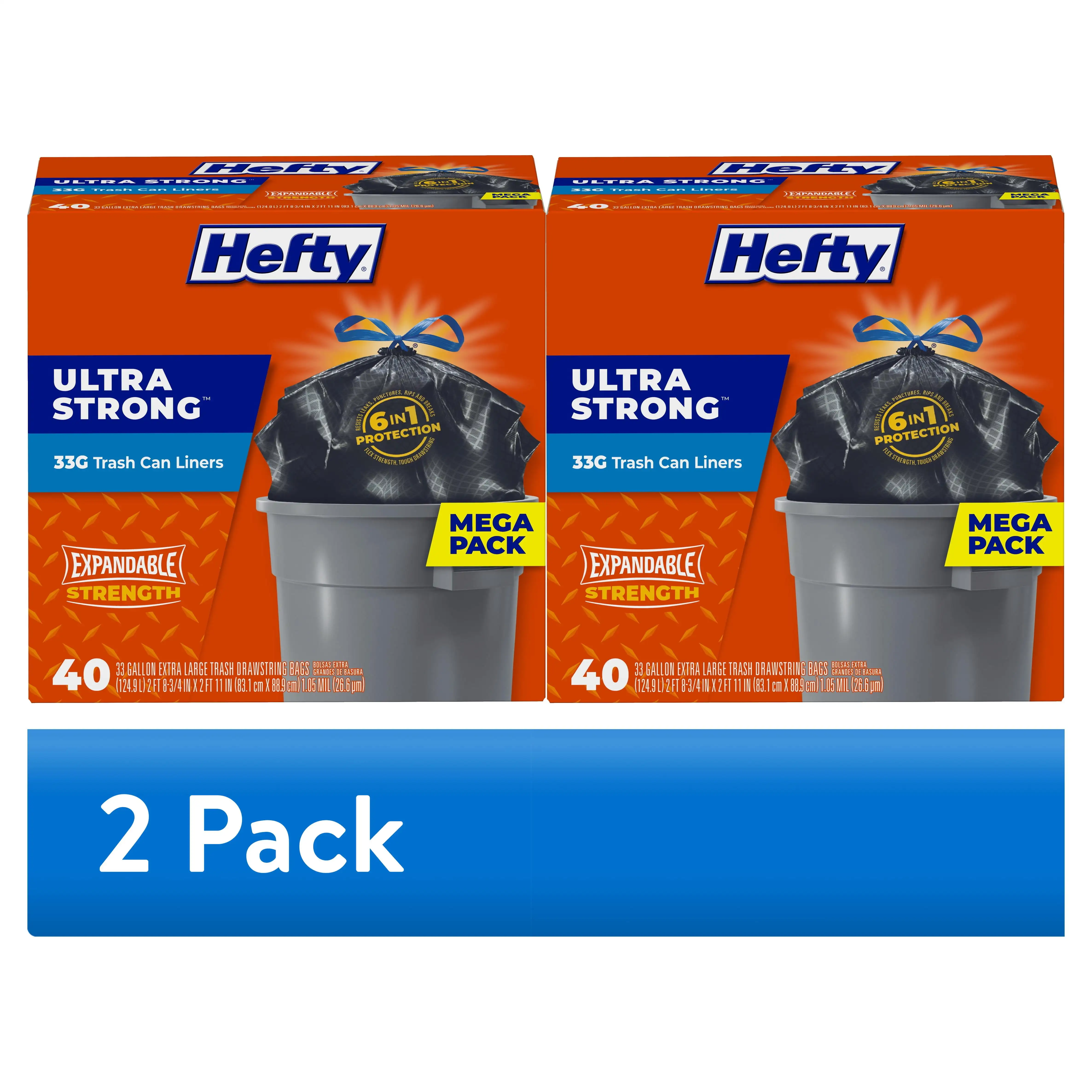 

(2 Pack) Ultra Strong Large Trash Can Liners, Black, 33 Gallon, 40 Count