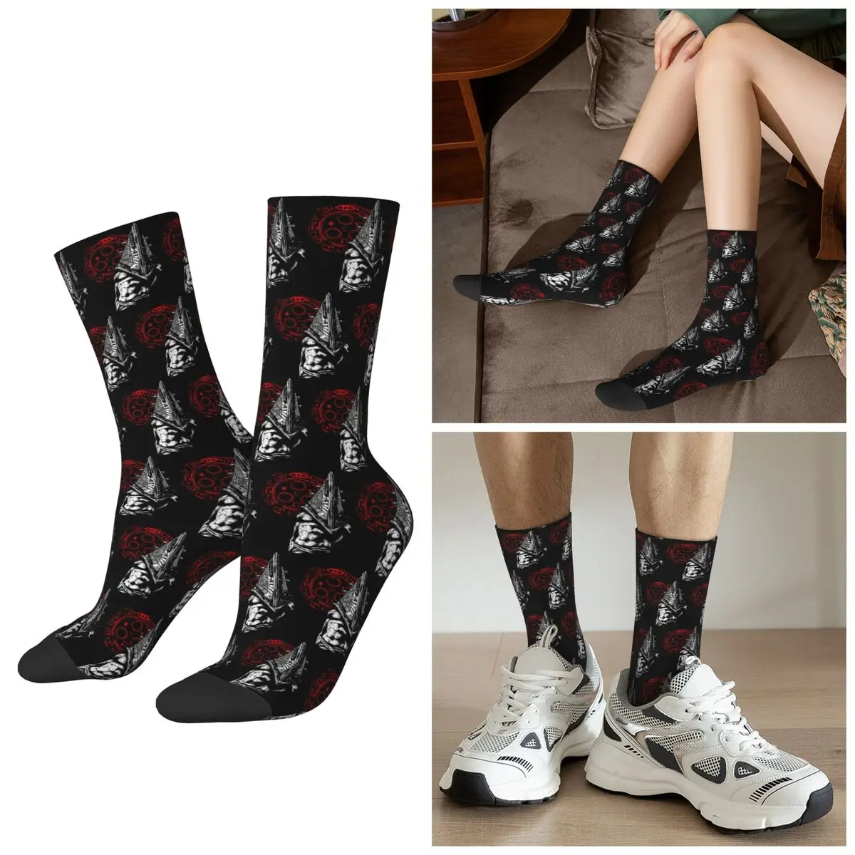 All Seasons Chain Link And Fog Silent Hill Game Socks Harajuku Crew Socks Casual Stockings for Men Women Valentine's Day Gifts