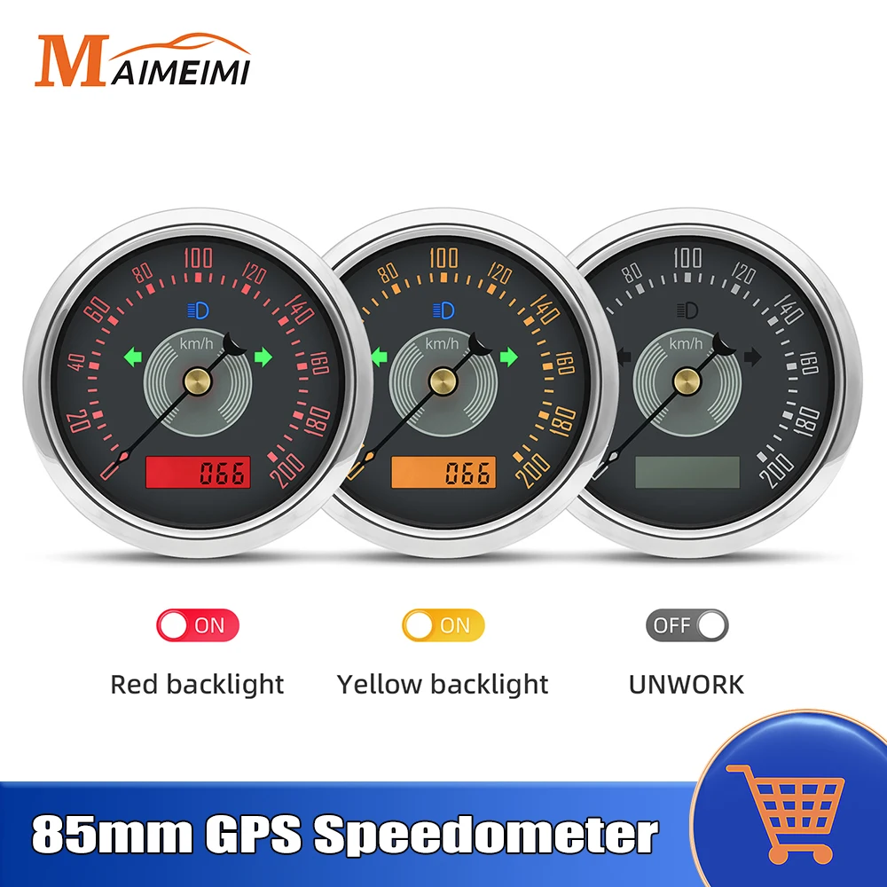 

85MM GPS Speedometer With GPS Antenna 160km/h 200km/h 220km/h 160MPH 220MPH Retro Auto Gauge for 12V 24V Car Boat Marine Custom