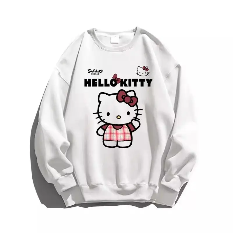 

Толстовка Sanrio с принтом Hello Kitty, осень 2026, новая, для девочек, повседневная, свободного кроя, с принтом, теплая, для пар, праздничный подарок