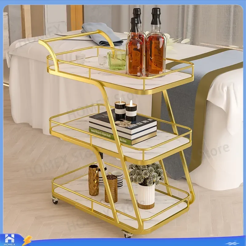 Nordic Mobile Bar Cart with Wheels Silent Service Trolley for Hotel Restaurant Home Kitchen Storage Shelf Food Drink Display