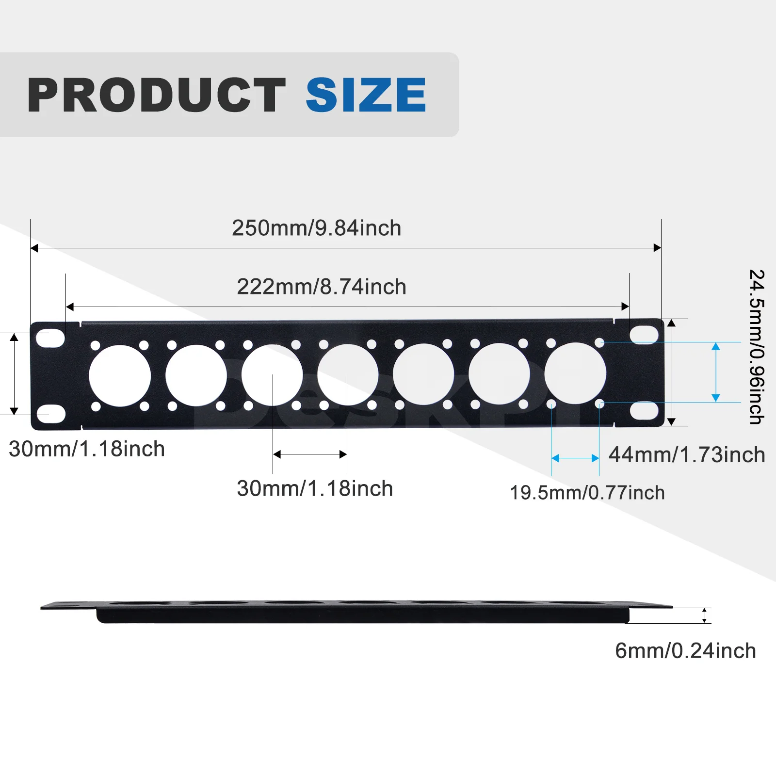 Aksesori DeskPi Rackmate 10 Inci 1U D-type Patch Panel Rack Mount 7D Rackmate XLR HDMI AV RJ45