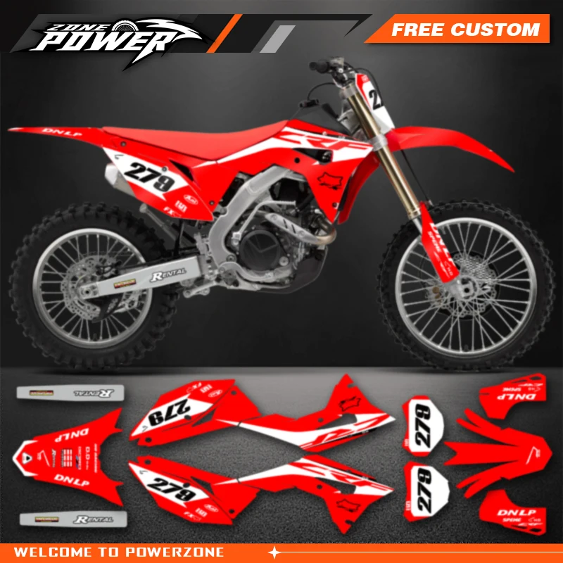 Powerzone Motorcycle Graphic Decal Stickers Kits For Honda CRF250RX 2018-2021 CRF450RX 2017-2020 Number Name Customize 014