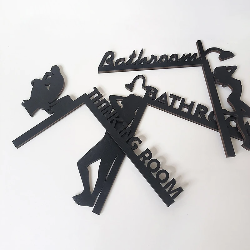 ป้ายประตูห้องน้ำแบบทันสมัยรูปปั้นติดผนังติดผนังการตกแต่งบ้านงานศิลปะประดับประตูจี้