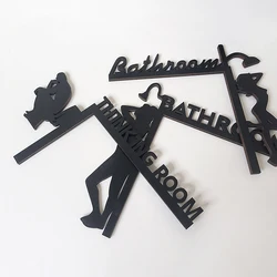 Modern Toilet Door Sign Thinking Room Wall Mounted Sculpture Home Decor Artwork Decorative Door Frame Pendant