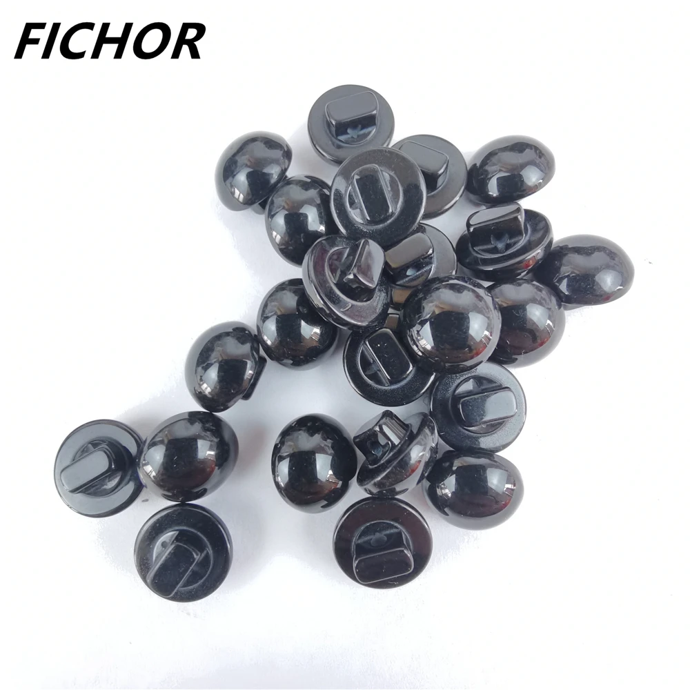 30/50pcs 11.5mm Black Resin Buttons Round Mushroom Domed Sewing Shank Black DIY Animal Eyes Toy Diy Decorative Buttons for Kids