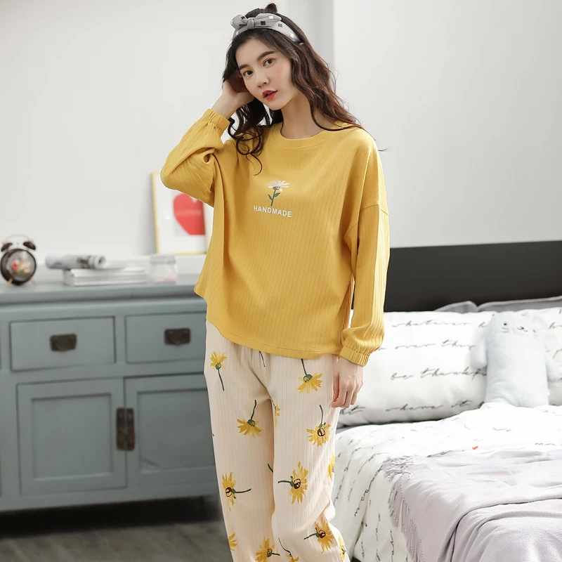 MIIOW Winter Pajamas for Women Corduroy Cotton Loungewear Sets Fashion Comfortable Sleepwear Loose Long Sleeve Clothes for Girls