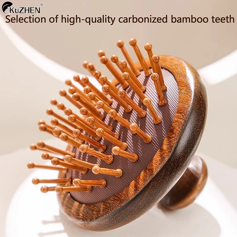 Natural Sandalwood Comb Scalp Massage Relax Airbag Brush Head Blood Circulation Smooth Hair Anti Static Wooden Massage