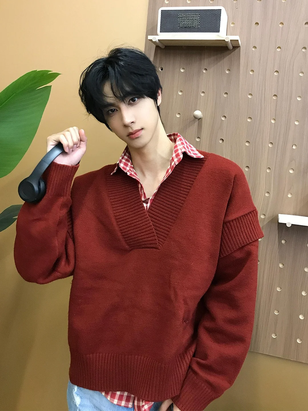 

Мужской трикотажный джемпер Cisas Sle Red с V-образным вырезом, осенне-зимний, в стиле Lazy Fashion, базовый слой, премиум-класса, внутренняя футболка