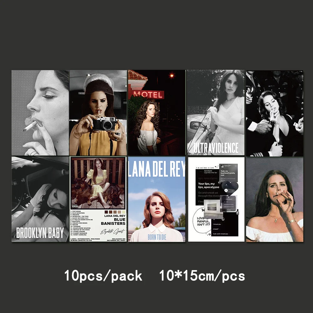 10pcs Singer Lana Del Rey Poster Stickers Art Prints for Home Room Bar Cafe Decor Born To Die Wall Painting Picture Fans Gift