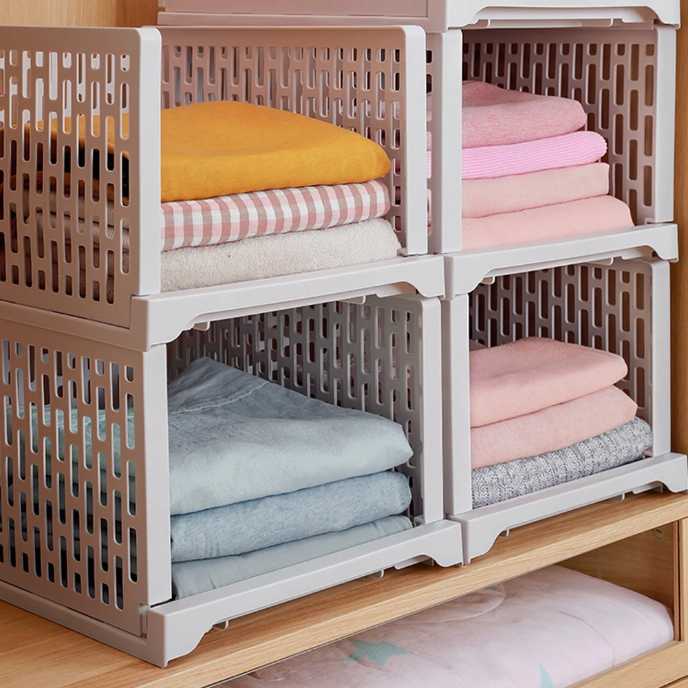 Stackable Wardrobe Drawer Cabinet Organizer Shelves Clothes Closet Storage Box Modern Mesh Design Storage Rack Assembled Drawer