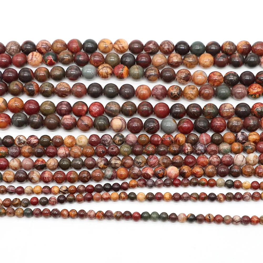 الحجر الطبيعي بيكاسو جاسبر جولة فضفاض الخرز 15 "ستراند 4 6 8 10 مللي متر اختيار حجم لصنع المجوهرات قلادة سوار ذاتي الصنع