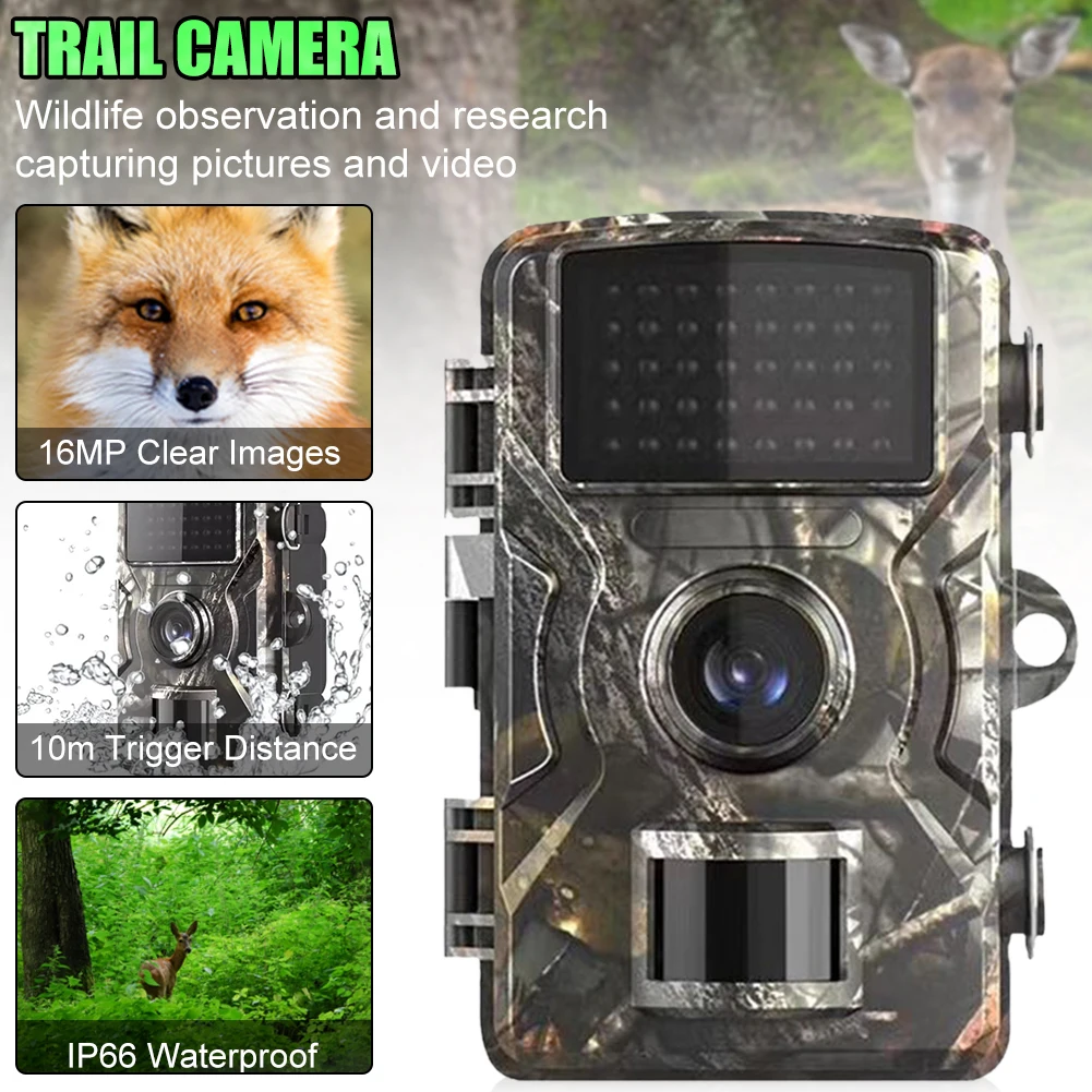 

Mini Trail Camera 16MP 1080P Wildlife Scouting Camera With 12M Night Vision Motion Sensor IP66 Waterproof Monitoring Tracking