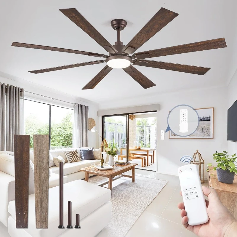 

72 inch Oil Rubbed Bronze Ceiling Fans with Lights and Remote, Indoor/Outdoor Farmhouse Ceiling Fan for Living Room Patio