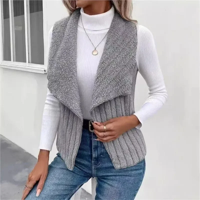 Double-sided velvet Vest Jacket Women Autumn Winter Solid Color Sleeveless Coat Chaleco Mujer Fashion Female Waistcoat