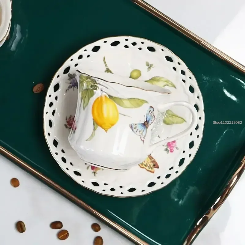 1pc Lemon Espresso Cups,Elegant Tea Set European Style,Europe Tea Cup And Saucers Set,Ceramic Mug Coffee Cup Set Dessert Plate