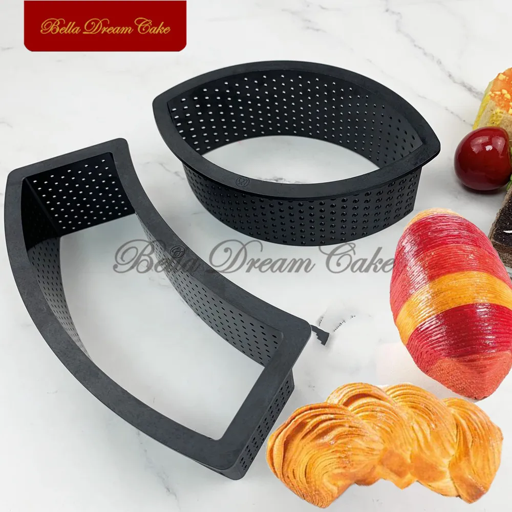 Arc/Oval Shape Denmark Bread Ring Mold French Dessert Plastic Mousse Mould Perforated Toast Circle Cake Decorating Tool Bakeware