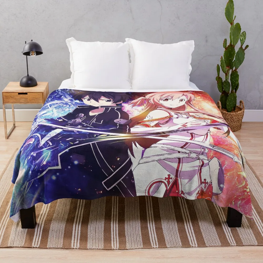 Sword Art Online - Kirito and Asuna Throw Blanket Fuzzy Blanket