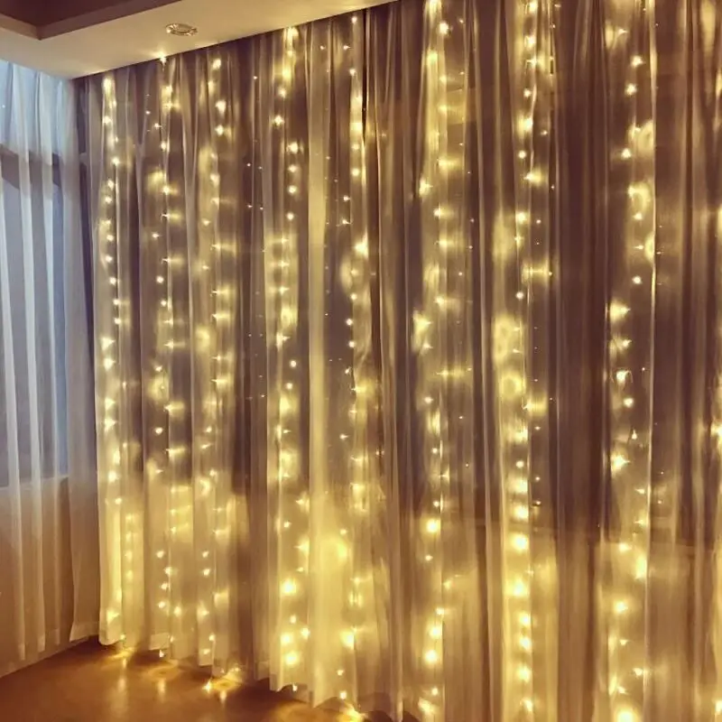 LED Curtain Lights Christmas Decorations for Home USB Powered with Remote Control Wedding Indoor Holiday Bedroom Party Lights