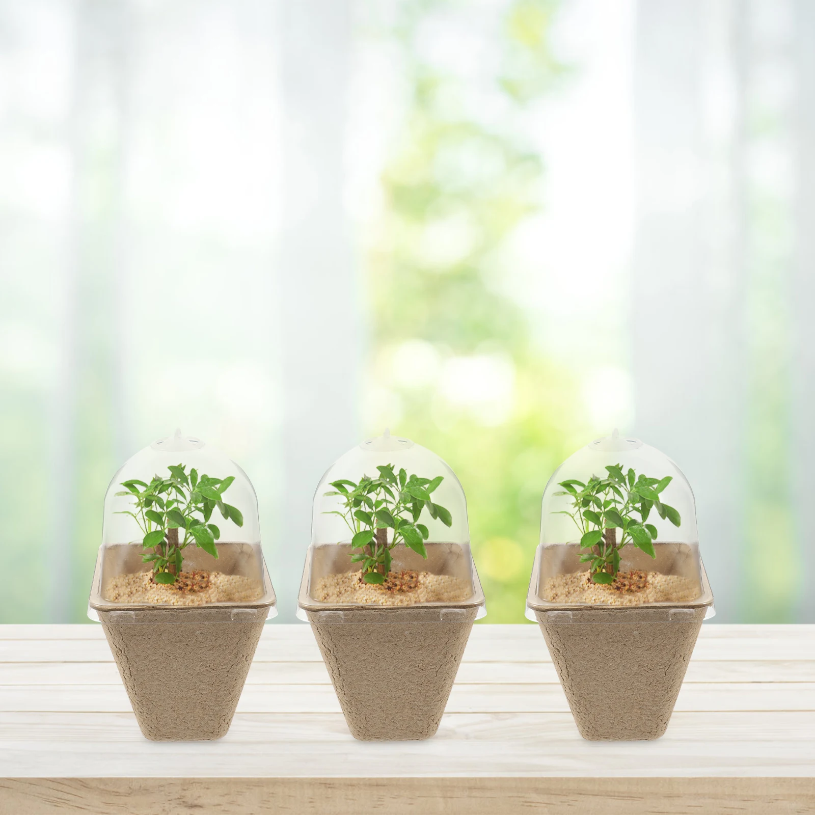 

20 Pcs Paper Pulp Seedling Cups Plant Containers 8cm Square Mouth Ventilated Cover Gardening Flower Vegetable Saplings