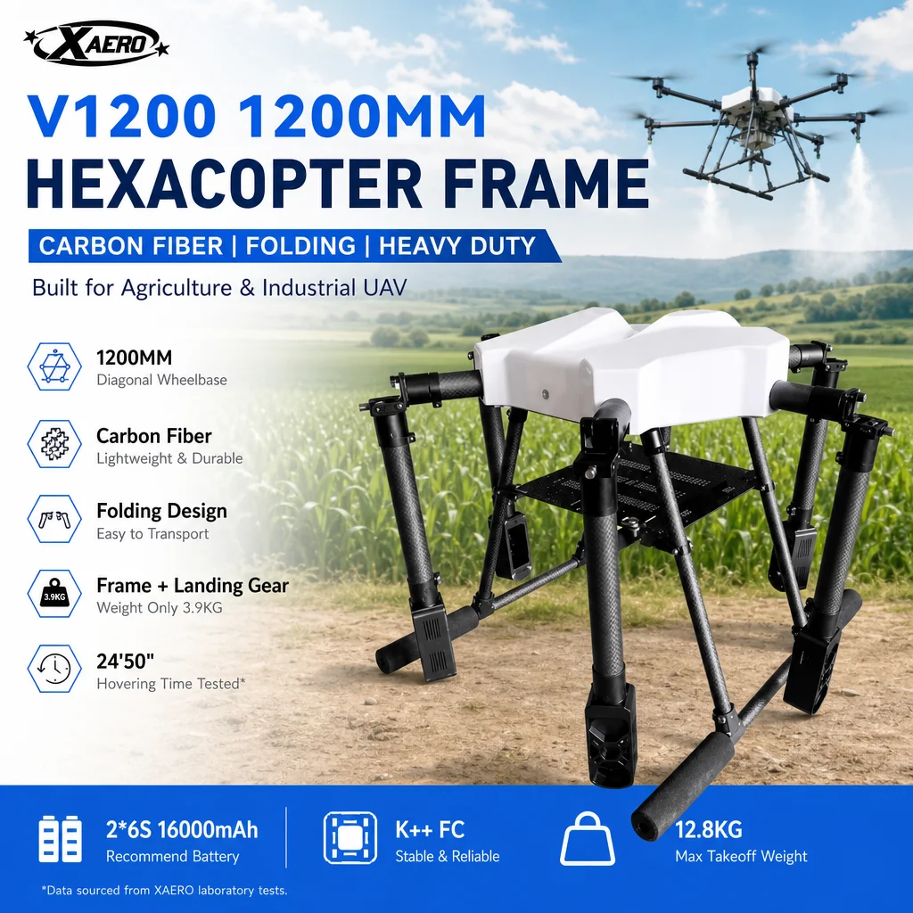 

XAERO V1200 1200mm Carbon Fiber Folding Hexacopter Frame for Agriculture Industrial UAV