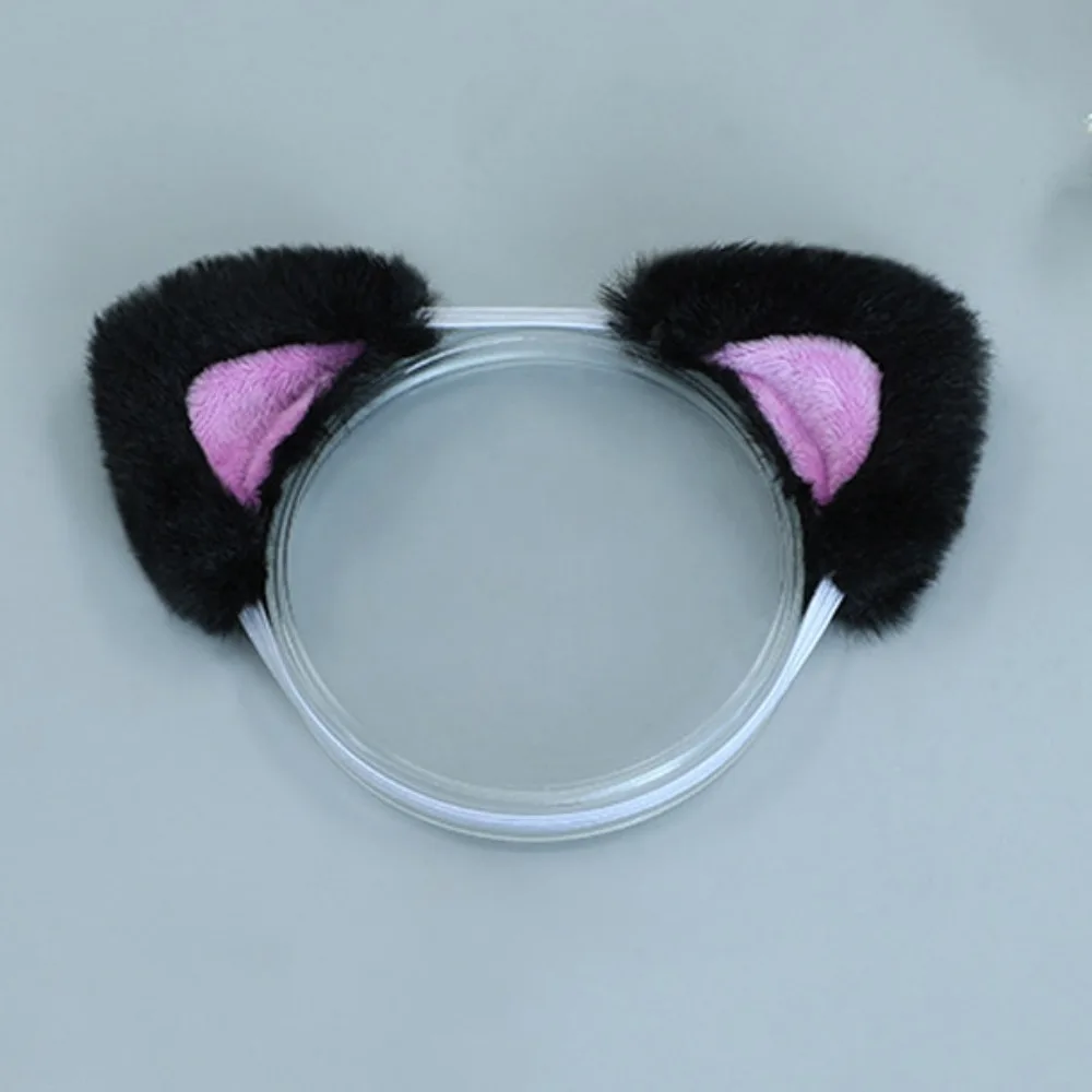 Headband Doll Cat Ears Tail Cat Ear Hairy Tail 20cm Plush Doll Headwear Dress Up Hair Decor Cotton Doll Animal Ear