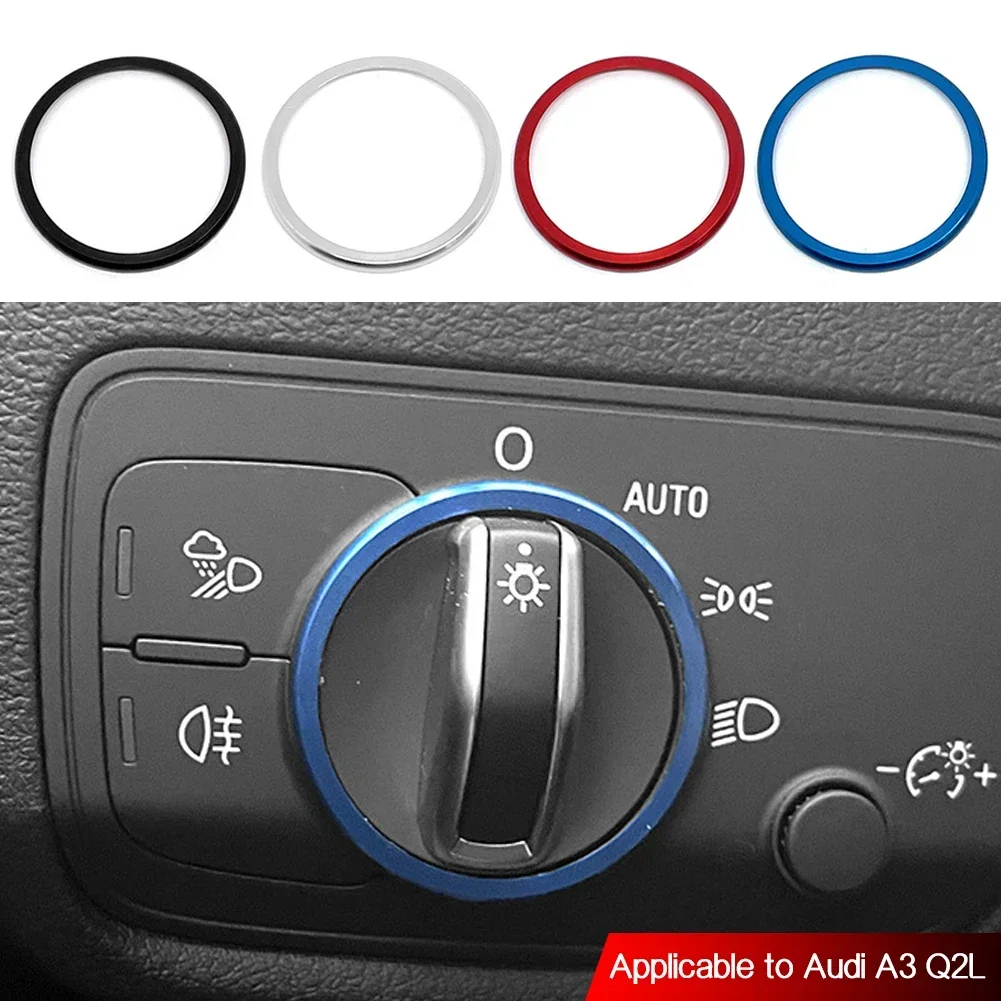 For Audi A3 Q2L Car Headlight Control Switch Knob Decorative Ring Trim Frame Styling Sticker Ring Auto Interior Accessories
