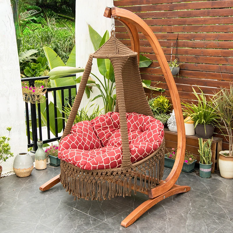 

The product can be customized. Hanging chair Home balcony hanging basket Woven rope swing outdoor courtyard chair cradle chair