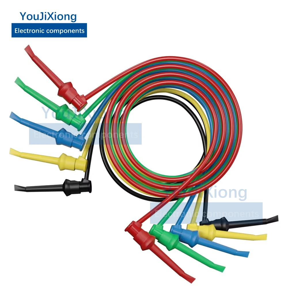 5pcs Double Head Test Hook Line 1 Square 10A Clip Logic Analysis Instrument Power Supply Cable