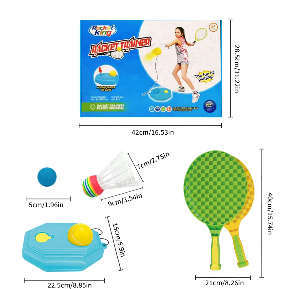 Outdoor Games Children Sports Toys Portable Solo Tennis Training Set Self Tennis Practice Training Tool for Adults Kids Beginner
