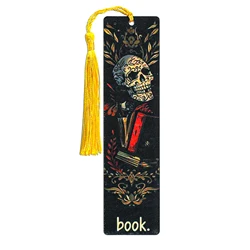 Spooky Gothic Horror Skull Head Book Acrylic Bookmark with Tassel for Book Lover Gifts Halloween Gifts for Friends Family