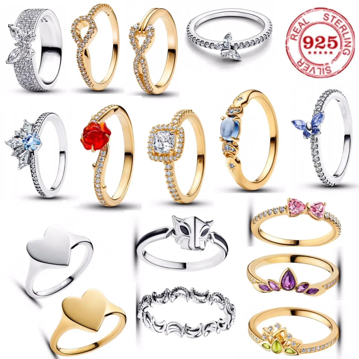 

Новинка 2023 года, кольца из стерлингового серебра 925 пробы с блестящей короной и бантом, волшебные розы, кольца для женщин, свадебный ужин, вечерние ювелирные аксессуары, подарок