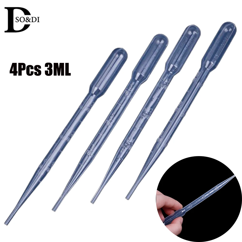 4Pcs 3ML Laboratory Tools Pipettes Plastic Disposable Graduated Pasteur Pipette Dropper Polyethylene Transfer Graduated Pipette