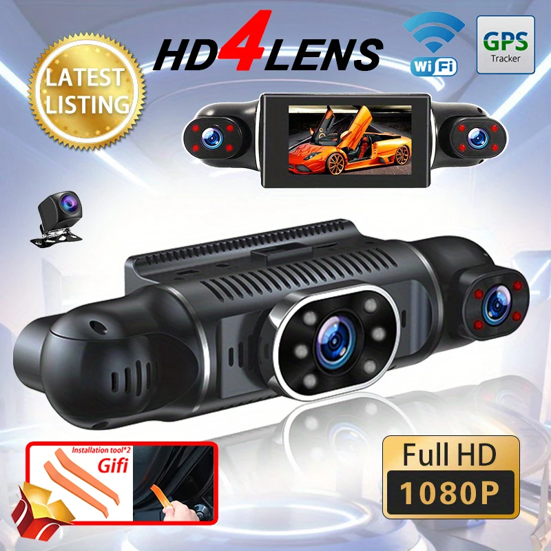 

4Lens Car Dvr 1080P for Cars GPS WIFI APP Video Recorder 360° Dash Cam Rear View Camera Parking Monitor Black Box Car Assecories