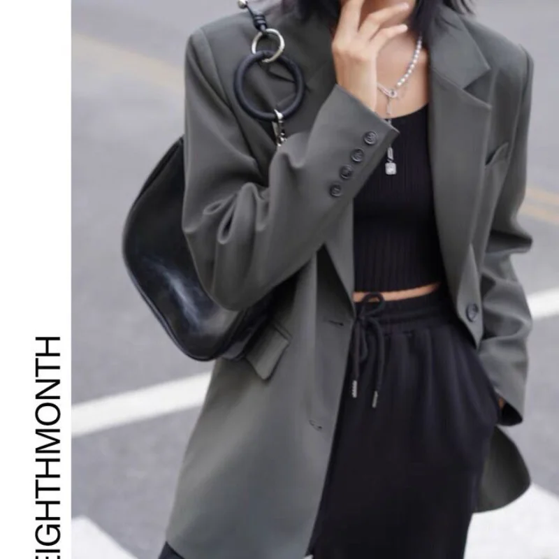 

Black Small Suit Jacket 2025 New Autumn Korean Style Loose Women's Casual Jacket