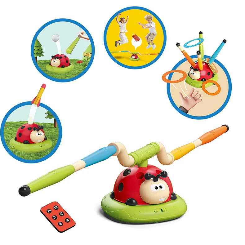 Ladybug Sport Entertainment Game Toy Multifunction Rope Skipping Machine Ferrule Jump Rocket Launcher Outdoor Educational