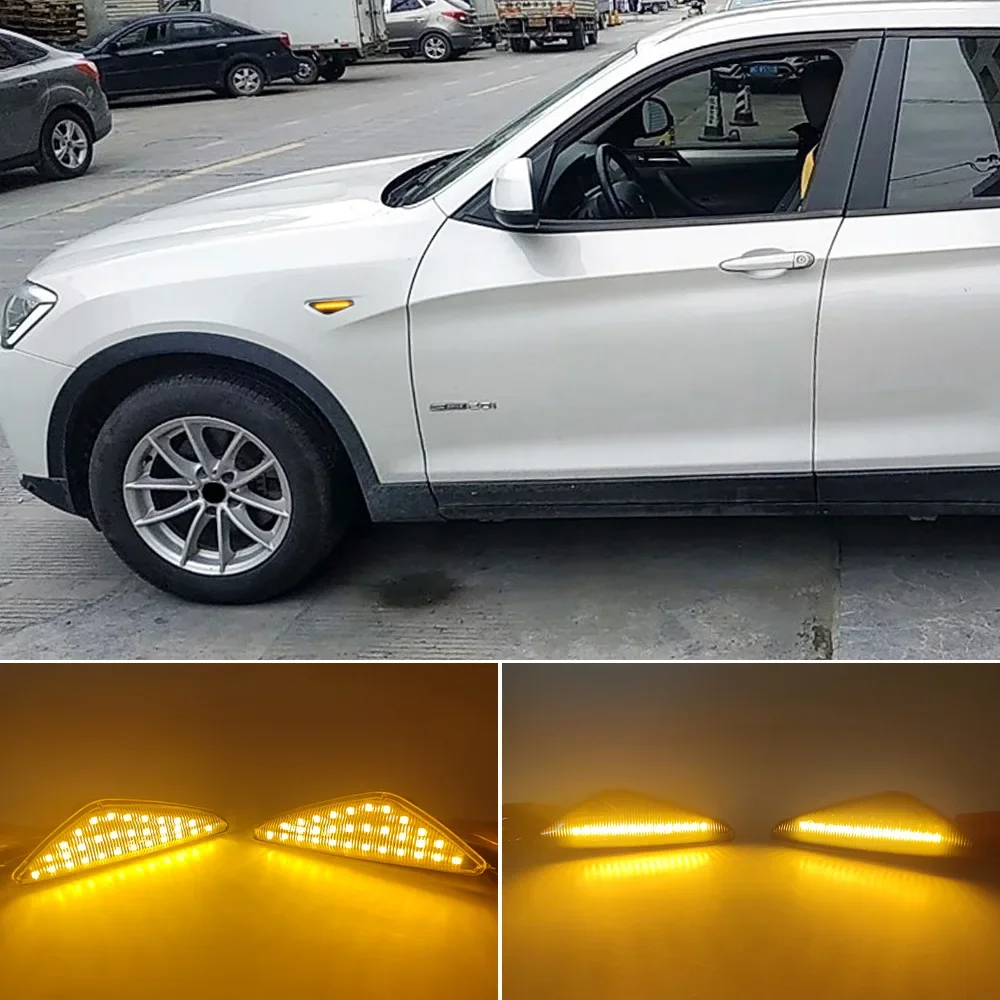 

For BMW X3 F25 X5 E70 X6 E71 E72 edge light LED yellow light flowing style fender light