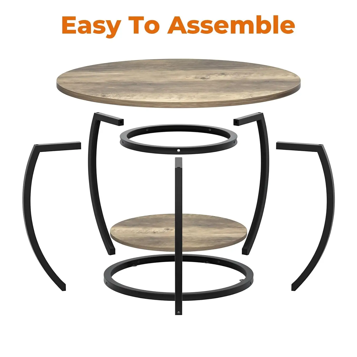 طاولة قهوة مستديرة مع مساحة تخزين مفتوحة من طبقتين، طاولات قهوة دائرية صغيرة مقاس 27.6 بوصة مع أقدام قابلة للتعديل، طاولة مركزية صغيرة حديثة #3