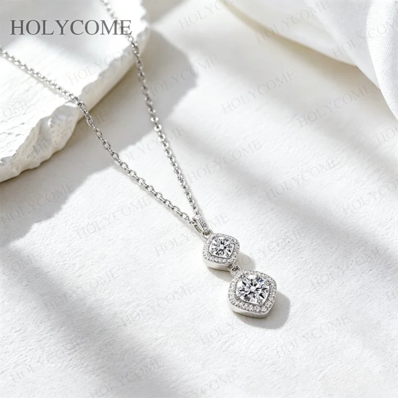 925 Sterling Silber Funkelnder Stein Anhänger Halskette Elegante Zarte Schlüsselbeinkette für Damen Modischer Edel-Schmuck – Detail 7