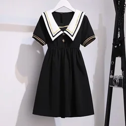 2024 preppy summer Kids patchwork Child Clothes Teenager School sailor bow JK striped Uniform Dress Girls Daily Wear 6 9 12 yaer