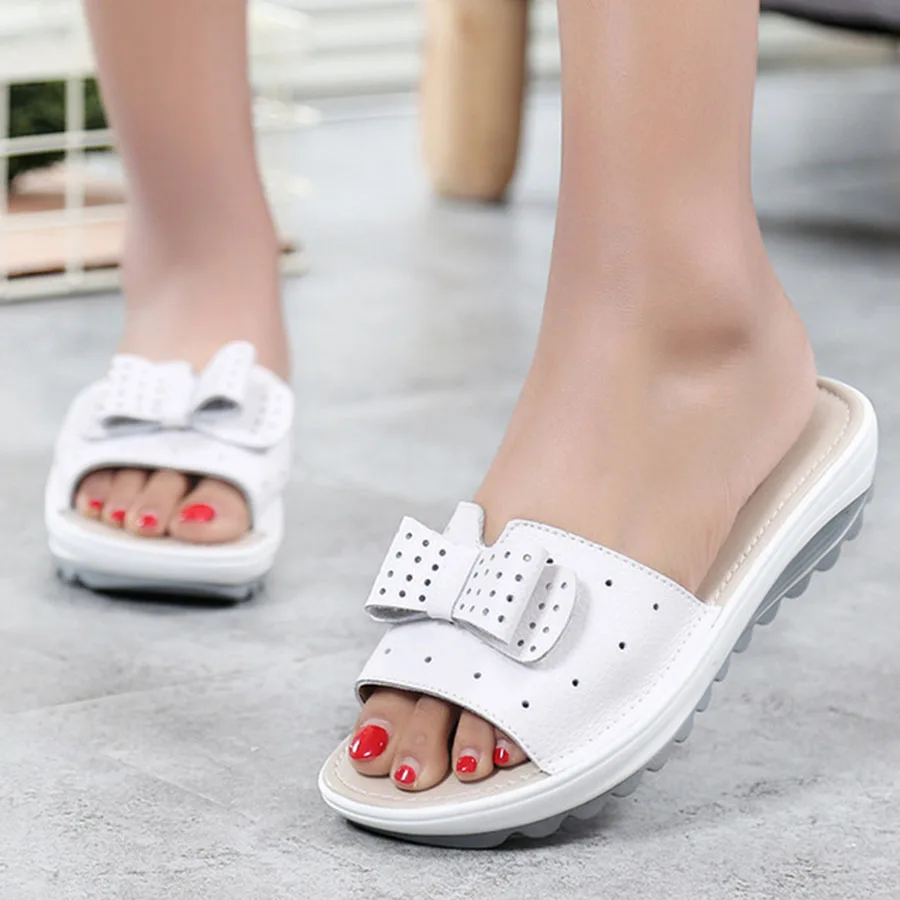 KNCOKAR Summer New Slippers Fashion Ladies Slippers Soft And Comfortable Casual Large Size Shoes Woman Slope With Slippers