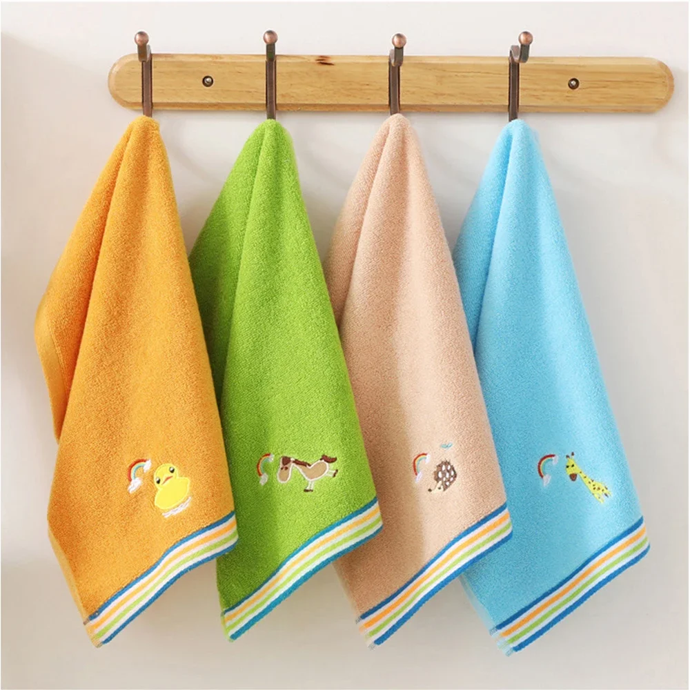 

Premium Cotton Handkerchief for Children, Face Towel for Kids, Bathroom, Skin-Friendly, Animal Embroidery, Machine Washable