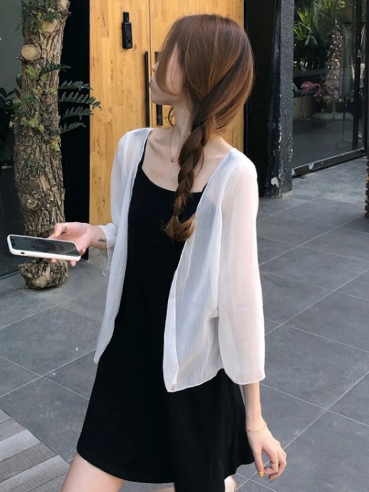 Été femmes eer Cardigan vêtements d'extérieur en mousseline de soie léger Protection solaire haut avec jupe v-ne ort Sve coréen Sle