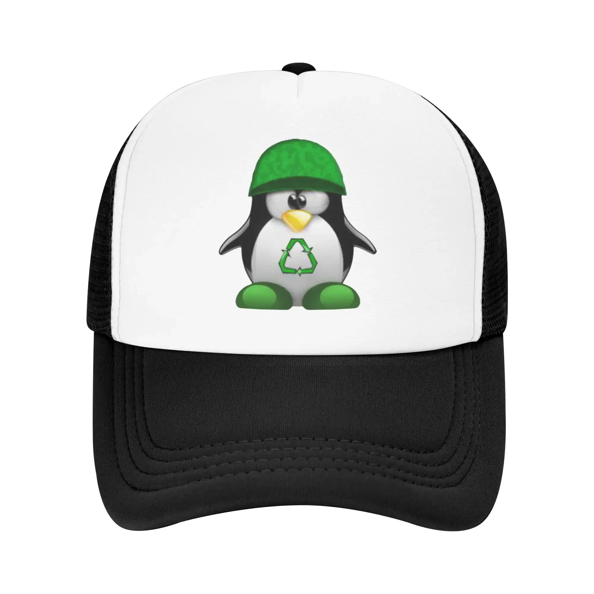 New Summer Mesh Sun Hats Tux Penguin  Summer Baseball Cap Trucker Hat Linux Unisex Men Design Kpop Rock Sun Visor Snapback Cap