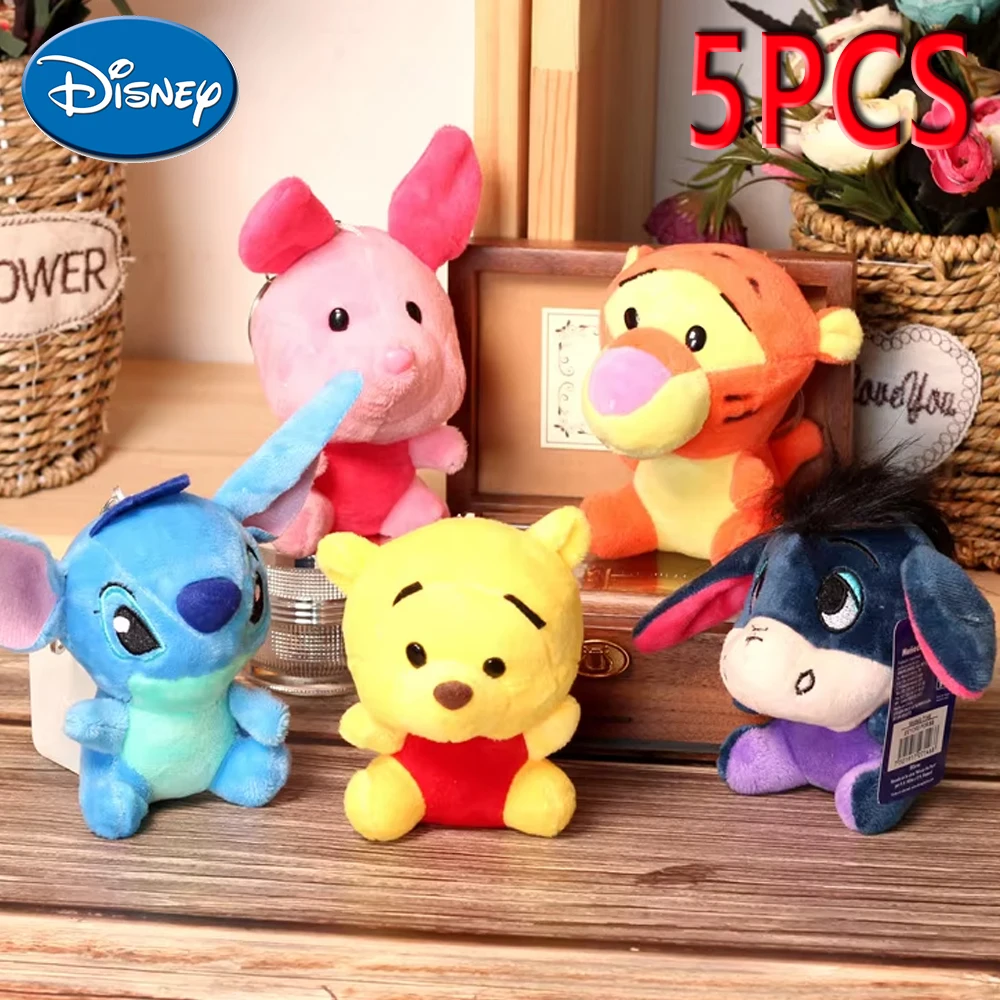 

Disney Stitch Pooh Bear Plush Keychain Kawaii Decorative Pendants Anime Cartoon Soft Stuffed Toys for Kids Cute Plush Doll Gifts